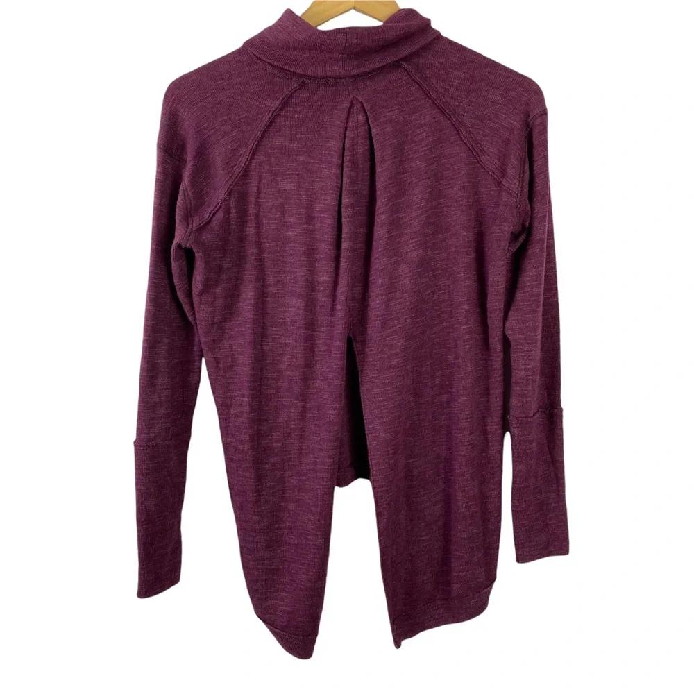 Free People Open Back Turtleneck Sweater Maroon Swing Slit Back SizeXS